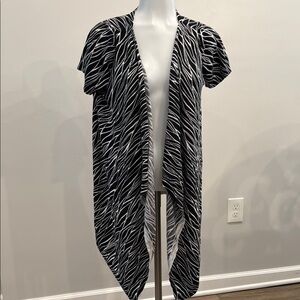 Ann Taylor Medium Petite Pima Cotton Black and White Zebra Print Cardigan